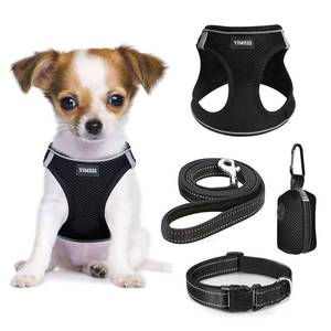 lot 6109 image: YIMEIS Dog Harness and Leash Set, No Pull Soft Mesh Pet Harness, Reflective Adjustable Puppy Vest for Small Medium Large Dogs, Cats (Black-Update, Small (Pack of 1))