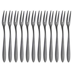 lot 6112 image: uxcell 12 Pcs Pickle Fork, 5.2 Inch Olive Fork with Long Handle, Stainless Steel Cocktail Forks, 2-Tine Fork for Dessert Cocktail Fruit and Vegetable Black