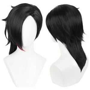 lot 6119 image: DAZCOS Short Black Wig with Bangs Game Cosplay Hair for Women Halloween (Black)