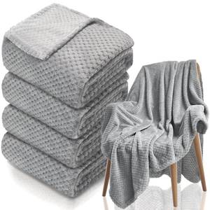 lot 6122 image: Tewloss 4 Pack Fleece Throw Blankets 50x60 Inches - 270 GSM Ultra Soft Plush Flannel for Bed Couch Sofa, Lightweight Warm 3D Waffle Texture, No Shedding No Pilling All Season Throw (Grey)