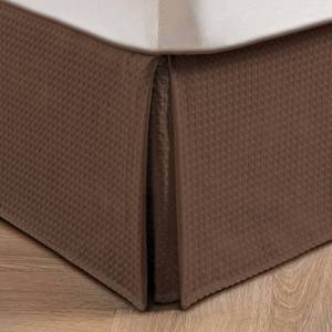 lot 6123 image: MIYE Pleated Waffle Weave Bed Skirt, Tailored Dust Ruffle 18 Inch Drop Easy Fit, Machine Washable (Brown, Queen - 18 Drop)