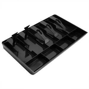 lot 6124 image: Cash Register Drawer Insert Tray Organizer with 5 Bill4 Coin Compartments for Money Storage, Black