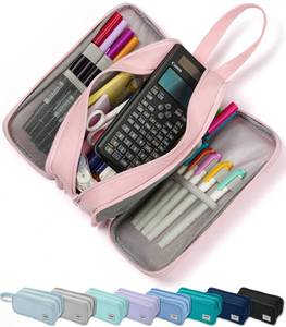 lot 6129 image: SPACEMATE Pencil Case Pouch Box Bag School Supplies Girls Boys Kids, Cute Preppy Stuff Big Capacity Aesthetic Pen Organizer, Back to College Stationary, Pink, Extra Large Style, 2300ml