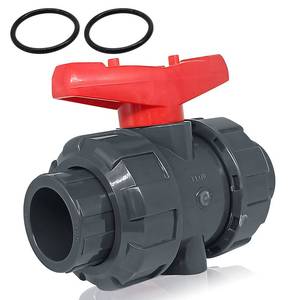 lot 6136 image: PVC Union Ball Valve, 1-14 Inch (DN32) True Union Full Flow Ball Valve with ASTM EPDM O-ring, Slip Socket, Full Port for Water System MISSING ONE O RING