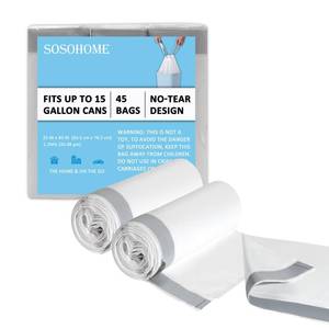 lot 6143 image: 15 Gallon Tall Kitchen Trash Bags Drawstring - 1.2 Mil Thick White Garbage Bag for Office Kitchen, 45 Count