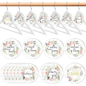 lot 6147 image: Unittype 13 Pack Bridesmaid Hanger Tags with White Ribbons Acrylic Hangers Tag Gifts for Bride Maid of Honors Wedding Dress Luggage Bachelor Party(Pink Floral)