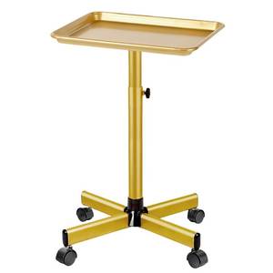 lot 6163 image: Salon Tray on Wheels, Gold Salon Tray Cart with Adjustable Height, Metal Service Instrument Storage Tray for Salon&Home Use
