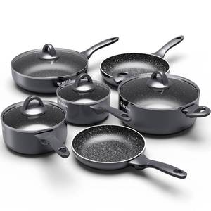 lot 6164 image: Induction Cookware Pots and Pans Set 10 Piece, BEZIA Dishwasher Safe Nonstick Cooking Pans, Stay-Cool Bakelite Handle, Scratch Resistant Kitchen Sets with Frying Pans, Saucepans & Stockpot (Black)