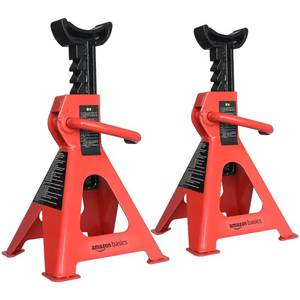 lot 6170 image: Amazon Basics Steel Jack Auto Stands with 6,000 lb or 3 Ton (2.7 metric Ton) Capacity, 1 Pair, Black and Red