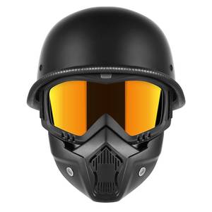 lot 6178 image: TRUSTERTHEE Motorcycle Half Helmets with Face Shield, German Style Motorcycle Helmet for Adult Men Women, DOT Approved Retro Half Shell Helmet for Moped Cruiser Scooter (Medium, 1Matt Black)