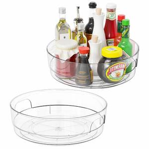 lot 6185 image: Yieach 2Pack Clear Lazy Susan for Kitchen Cabinets,Countertop,Pantry and Refrigerator - with Handles - 11.5 W Large Capacity Lazy Susan Turntable,Condiments Carousels,Spinning Seasoning Organizer