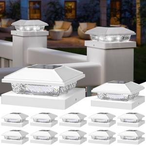 lot 6191 image: NIORSUN Solar Post Lights Outdoor, Fence Post Solar Lights Cool White, Waterproof, Garden Patio Fence Deck Decor, 4x4 Posts Cap Wood Vinyl, 5x5 Vinyl, White 12 Pack
