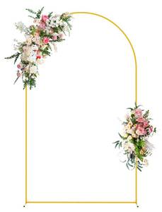 lot 6197 image: Wokceer Wedding Arch Backdrop Stand 8 FT Gold Metal Chiara Backdrop Stand for Wedding Ceremony Birthday Party Bridal Shower Floral Balloon Arch Decoration