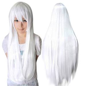 lot 6209 image: ANOGOL Wig Cap32 In 80 cm Long White Wig White Cosplay Wigs, Straight Whitish Synthetic Wig with Bangs for Anime Cosplay, Peluca Blanca Long Straight Wigs for Halloween Costume Party