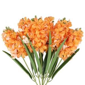 lot 6226 image: IPOPU 6PCS Orange Hyacinth Artificial Flowers Real Touch Faux Delphinium Fake Flowers with Stems for Vase Table Centerpiece Home Wedding Party Garden Decoration(Orange)