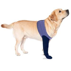 lot 6243 image: COODEO Dog Socks to Prevent Licking Paws, Healing Boots &amp Paw Protectors with Non-Slip Bottoms for Wound Protection, Waterproof Sleeve Shoes for Licking Purple L_Left