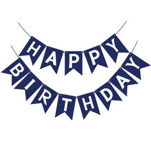 lot 6244 image: Navy Blue Happy Birthday Banner Signs Party Decorations for Women Men Girls Boys