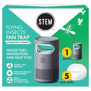 lot 6252 image: STEM Flying Insect Fan Trap for Indoor Bug Control, Attracts Mosquitoes, Fruit Flies, and House Flies, Plug-in Fan with UV Light