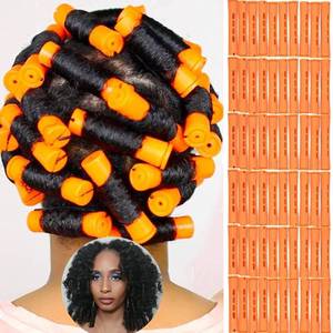 lot 6255 image: CLIONE 60pcs Perm Rods Set for Natural Hair Plastic Cold Wave Rod Non-Slip Hair Rollers 0.87 Inch Orange Perm Rods for Long Short Hair Curling Rods Hair Perms for Women Hair Curlers DIY Tools