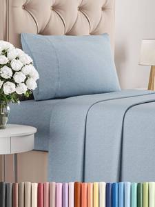 lot 6256 image: Twin Size 3 Piece Sheet Set - Comfy Breathable & Cooling Bed Sheets Set - Hotel Luxury Bedding for Women, Men, Kids, Teens, Boys & Girls - Deep Pockets, Soft & Wrinkle Free - Blue (Heathered Sheets)