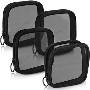 lot 6262 image: Weewooday 4 Pcs Mesh Makeup Bag Mesh Cosmetic Bag Travel Toiletry Pouch with Zipper Mini Makeup Cosmetic Purse for Daily Accessory(Small,Black)