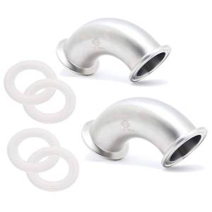 lot 6271 image: 2 Pcs QiiMii Clamp Elbow Sanitary SS304 90 Degree Tri Clamp Pipe Ferrule (1.5 Pipe OD)