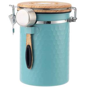lot 6278 image: TEDSWAIT Coffee Canisters Airtight Coffee Bean Storage Container Kitchen Stainless Steel Food Storage Container with Scoop Date Tracker & CO2 Valve 61Fl Oz (Lake Blue)