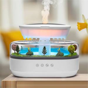lot 6288 image: BLOIMP Essential Oil Diffuser 250ML Cloud Humidifier Rain Water Drip Diffuser Humidifier with Drip Music Micro Landscape Ultrasonic Diffuser for Bedroom Office Hotel (White Grey)