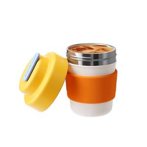 lot 6289 image: CHAKO LAB Insulated Travel Coffee Mug, Double vacuum wall,Easy to Grip,BPA free,Yellow lid,14 OZ