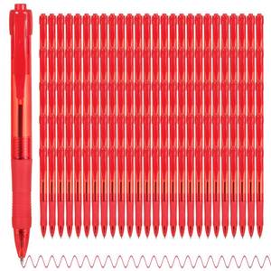 lot 6290 image: deegtran Pens Bulk, 100 Pack No Bleed Red Ink Click Pens with Soft Grip, Wholesale Retractable Ballpoint Pens for Office School, Medium Point Smooth 1.0MM