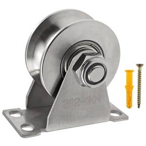 lot 6295 image: Groove Wheel Pulley Stainless Steel Pulley Block Super Silent Single Pulley Block for DIY Gym Equipment,Sliding Gate Detachable Duplex Bearing with Mounting Screws and Expansion Pipes U Type (1 Pack) NO HARDWARE