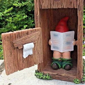 lot 6306 image: nezababy Funny Garden Gnome Outdoor Statues Naughty Sculpture Decoration Inappropriate Read Newspaper Gnome for Indoor Lawn Yard Red