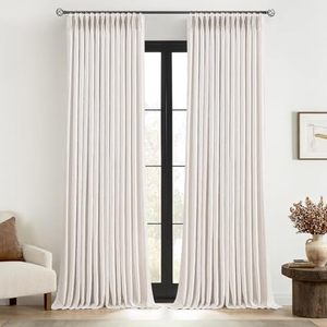lot 6321 image: MIULEE Pinch Pleated Thick Linen Curtains 108 Inches Length 2 Panels for Living Room Bedroom, Extra Long Pinch Pleat Drapes Back Tab Light Filtering Nautral Foor to Ceiling Curtains with Hooks&Rings