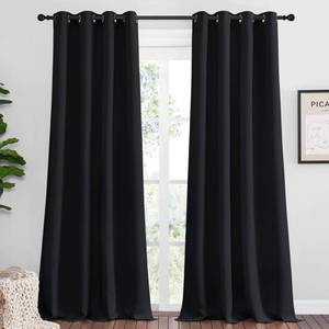 lot 6322 image: NICETOWN Halloween Patio Blackout Long Curtain Shades, 2 Panels, 55 inches x 120 inches, Black, Summer Home Decoration Thermal Insulated Grommet Blackout DraperiesDrapes for Kitchen