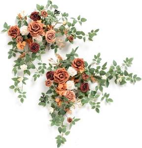 lot 6323 image: Lings moment 2PCS Terracotta Artificial Floral Swags Centerpieces Wedding Arch Flower Garland Burnt Orange Rose Fall Flowers Greenery for Table Backdrop Easel Wall Entryway Outdoor Board Decor