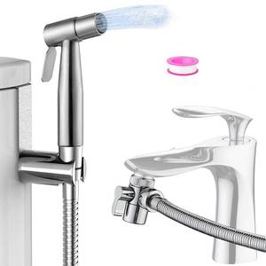 lot 6331 image: Bidet Toilet Sprayer, high Pressure Hose, Non-Leakage Stainless Steel Brushed Toilet Cleaner Wall for Women Washing, Baby Diaper Cleaner
