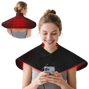 lot 6337 image: Red Infrared Light Neck Shoulder Body Upper Back, 660nm&850nm Dual-chip LEDs, Timer, Wearable Heating Infrared Red Light Therapy Wrap Pad Pain Relief