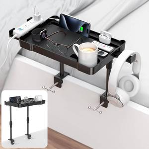 lot 6344 image: Bedside Shelf Bunk Bed Shelf Bedside Organizer Adjustable Height Top Bunk Bed Accessories Nightstand Tray with Cup Holder Clip On Bedside Table Tray Headboard Shelf Organizer College Dorm Room Black