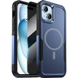 lot 6358 image: Diaclara Designed for iPhone 15 Case with Magnetic Ring, with Privacy Screen Protector Anti Spy Military Grade Drop Protection Heavy Duty Full-Body Shockproof Phone Case, Blue
