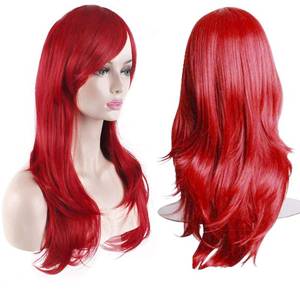 lot 6369 image: Akstore 28 inch Fashion Wigs Long Wavy Curly Hair Cosplay Wig (Red)