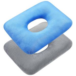 lot 6372 image: Sintuff 2 Pcs Sitting Donut Pillow for Tailbone Pain, Hemorrhoids, Bed Sores, Pregnancy, Pain Relief Seat Cushion Anti Decubitus Cushion Donut Shaped Postpartum Pillow for Home(Gray, Blue)