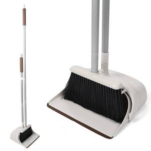 lot 6376 image: Jekayla 54 Long Handled Broom and Dustpan Set - Perfect Dust Pan and Brush Combo for Efficient Cleaning, Brown and White