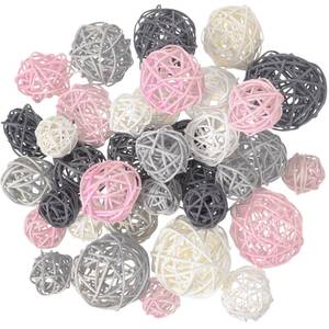 lot 6381 image: Patelai 36 Pcs Wicker Rattan Balls Decorative Balls for Vase Centerpiece Bowls Orbs Filler for Home Decor,4 Sizes(White, Pink, Light Grey, Dark Grey)