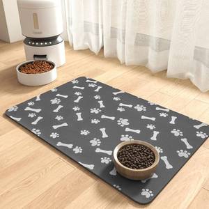 lot 6383 image: MontVoo Dog Food Mat-Pet Feeding Mat for Food and Water-No Stains Quick Dry Dispenser Cat Bowl Mat for Messy Drinkers(12x19 Dark Grey)