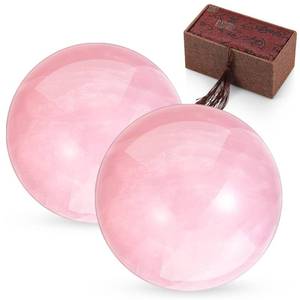lot 6384 image: 2 Pcs 1.4 Chinese Health Exercise Stress Baoding Balls Rose Quartz Pink Massage Balls Small Meditation Balls with 1 Box Packed for Hand Therapy Hand Exercise Ball
