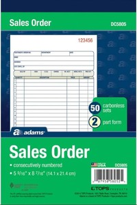 lot 6242 image: 4pk Adams Bound Sales Order Books  2-Part  5-916 in. x 8-716 in.  50 Sets per Book.