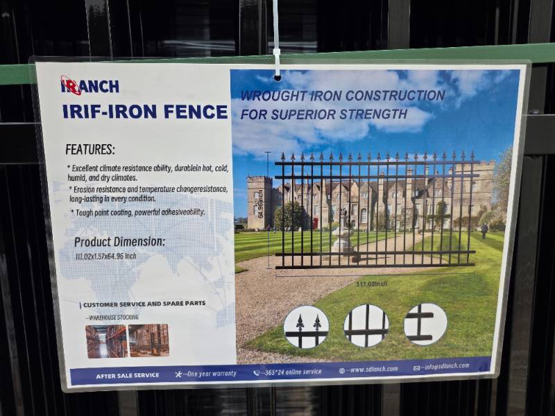 lot 5220 image: Unused 2025 Wrought Iron Fence Panel (IRIF) - Professional Grade 8 Panels