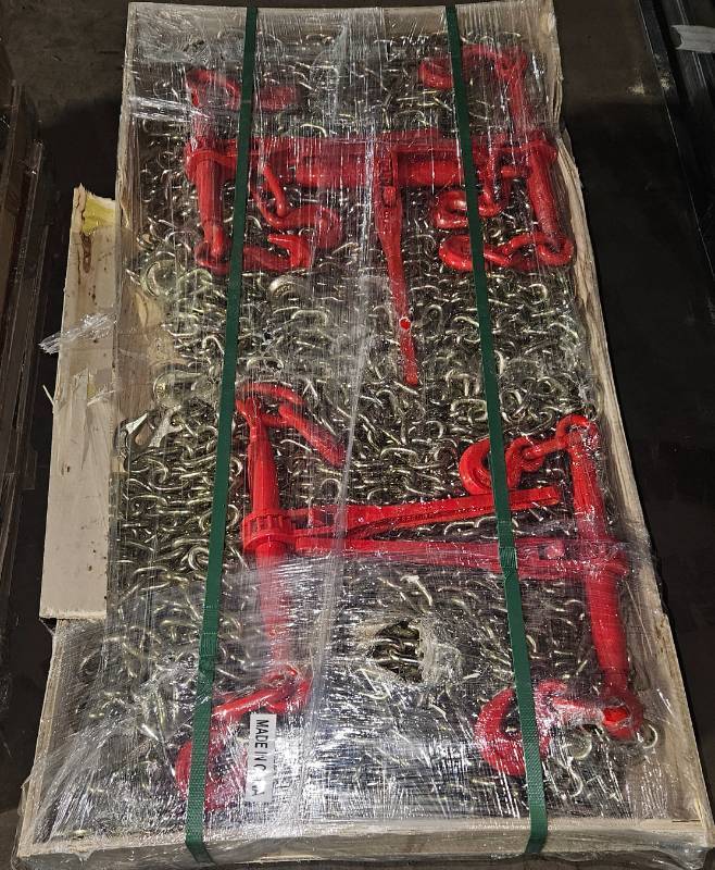 lot 3142 image: UNUSED LandHonor LHR-RC9200 9200lb Ratchet Binders & G70 Chains