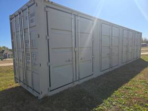 lot 1046 image: One Way Use - 40 Long High Cube Container with Double Rear & Four (4) Side Double Doors - Used One Time To Ship To Mother Road Auctions & Sales -Weather, Rodent & FireproofDelivery Available