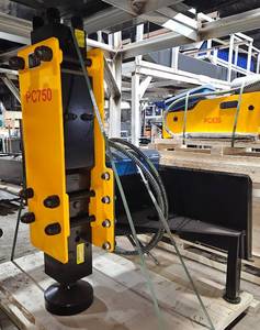 lot 5484 image: Unused 2025 PC750 Post Driver for Skid Steer Loader - Comes with One 200mm Post Cup, Two Hoses, One Nitrogen Charging Kit, One Tool Box w Maintenance Tools